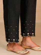 Black embroidered silk chanderi palazzo