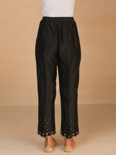 Black embroidered silk chanderi palazzo