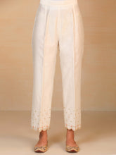 Off white embroidered silk chanderi palazzo