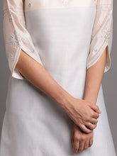 Two tone silk chanderi kurta with embroidery