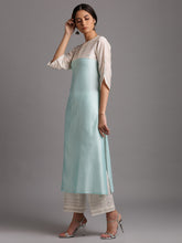 Two tone silk chanderi kurta with embroidery