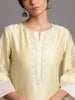 Yellow silk chanderi kurta with embroidery