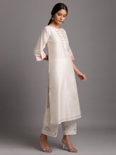 Offwhite silk chanderi kurta with embroidery