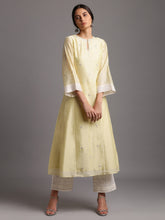Yellow silk chanderi kali kurta