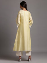 Yellow silk chanderi kali kurta