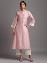 Pink silk chanderi kali kurta