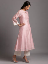 Pink silk chanderi kali kurta