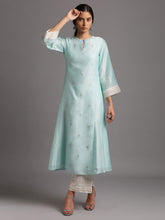 Mint silk chanderi kali kurta