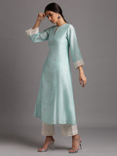 Mint silk chanderi kali kurta