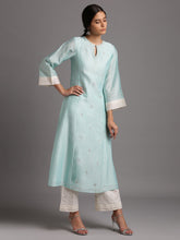 Mint silk chanderi kali kurta