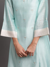 Mint silk chanderi kali kurta