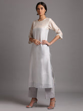 Grey  cotton satin palazzo with embroidery