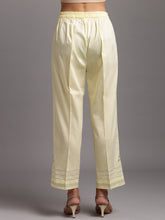 Yellow  cotton satin palazzo with embroidery