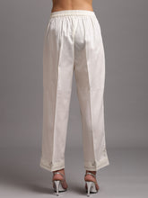 Off white cotton satin palazzo with embroidery