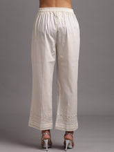 Off white cotton satin palazzo with embroidery