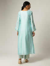 Blue Silk chanderi kurta with embroidery