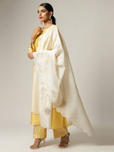 Yellow silk chanderi kurta with embroidery