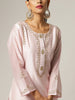 Pink silk chanderi kurta with embroidery