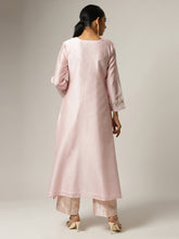 Pink Silk chanderi kurta with hand embroidery