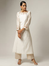 Off white chanderi kurta with hand embroidery