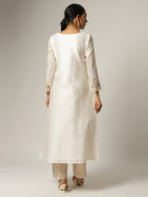Off white chanderi kurta with hand embroidery