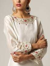 Off white chanderi kurta with hand embroidery