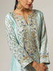 Blue Silk chanderi kurta with hand embroidery and golden jaal