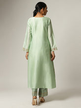 Green  Silk chanderi kurta with hand embroidery