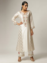 Off white Silk chanderi kurta with hand embroidery
