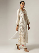 Off white Silk chanderi kurta with hand embroidery