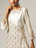 Off white Silk chanderi angrakha kurta with hand embroidery