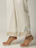 Off white embroidered palazzo with sequins and light blue floral motif