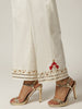 Off white embroidered palazzo with sequins and red floral motif