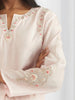 Pink Silk chanderi kurta with motif on arms