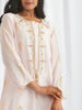 Pink Silk chanderi kurta with zari butis and scalloped sleeves