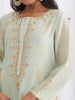 Pastel Green Silk chanderi kurta with zari butis and scalloped sleeves