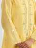 Yellow Silk chanderi kurta with zari butis and scalloped sleeves