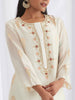 Off white Silk chanderi kurta with zari butis and scalloped sleeves