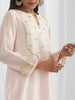 Pink silk chanderi kurta with mughal style yoke