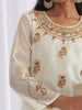 Off white kurta with zari butis and detailed neckline
