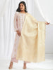 Off white scalloped dupatta with stripes