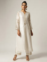 Ivory Silk chanderi kurta with hand embroidery