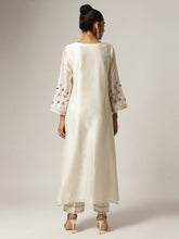 Ivory Silk chanderi kurta with hand embroidery