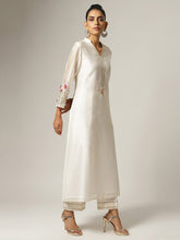 Ivory Silk chanderi kurta with hand embroidery