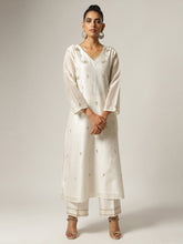 Ivory Silk chanderi kurta with hand embroidery