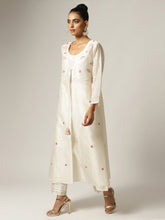 Ivory Silk chanderi jacket kurta with hand embroidery