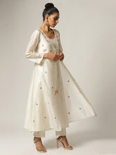 Ivory Silk chanderi jacket kurta with hand embroidery