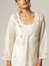 Ivory Silk chanderi jacket kurta with hand embroidery