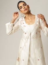 Ivory Silk chanderi jacket kurta with hand embroidery