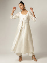 Ivory Silk chanderi jacket kurta with hand embroidery